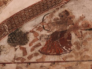 Orchha Kalesi ve Sarayı 'nın duvar resimleri, Madhya Pradesh, Hindistan