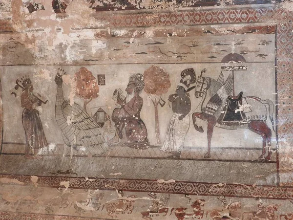 Wall paintings of Orchha Fort and Palace, Madhya Pradesh, India