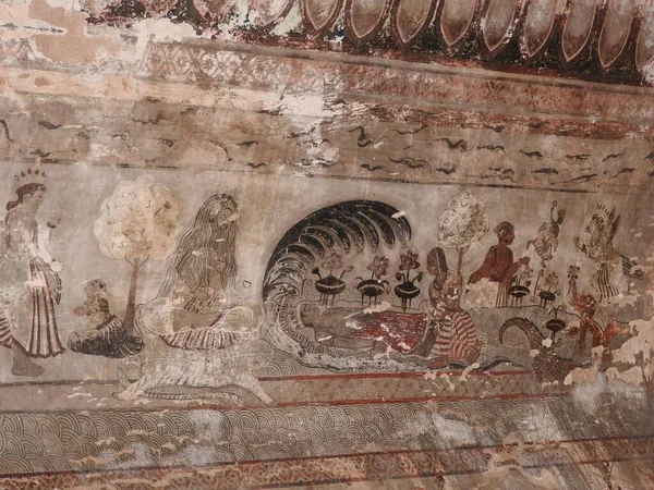 Wall paintings of Orchha Fort and Palace, Madhya Pradesh, India