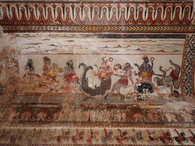 Orchha Kalesi ve Sarayı 'nın duvar resimleri, Madhya Pradesh, Hindistan