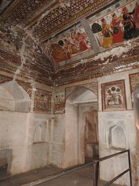 Wandmalereien Von Orchha Fort Und Palast Madhya Pradesh Indien — Stockfoto