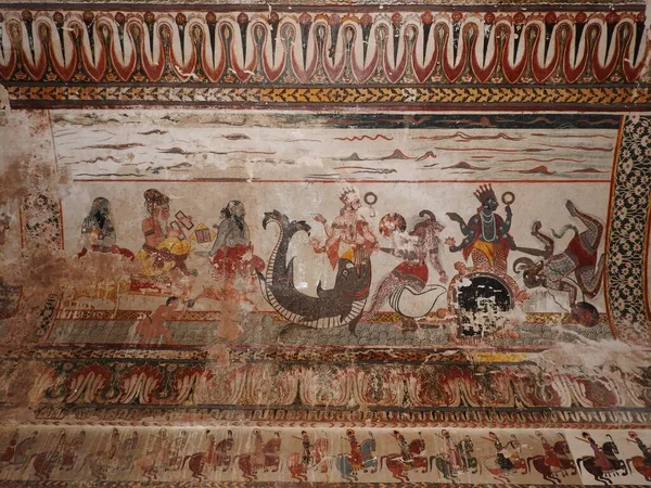 Orchha Kalesi ve Sarayı 'nın duvar resimleri, Madhya Pradesh, Hindistan