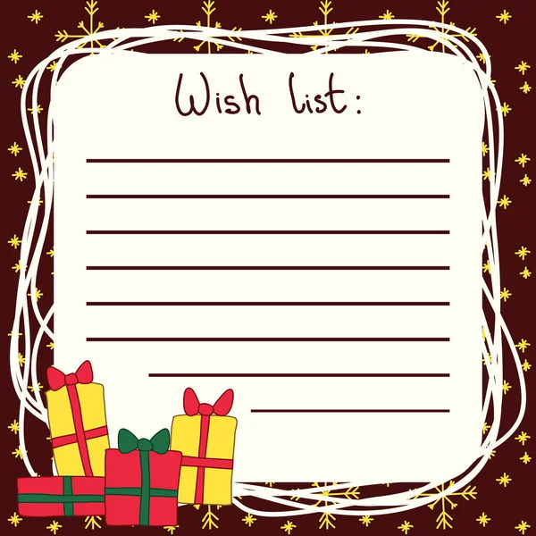 Lista de Natal para fazer, presente com grinalda com fundo vermelho escuro — Vetor de Stock