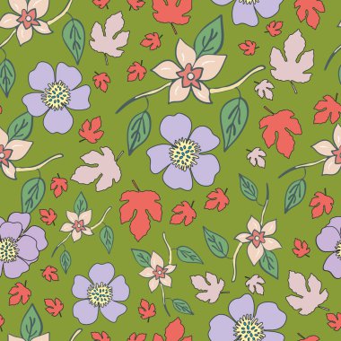 Yeşil Altın Bahçesi Çiçek Şablonu Kusursuz Vektör Yazdırma