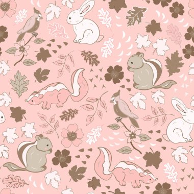 Sevimli Orman Hayvanları Şablonu Kusursuz Vektör Yazıcısını Tekrarla