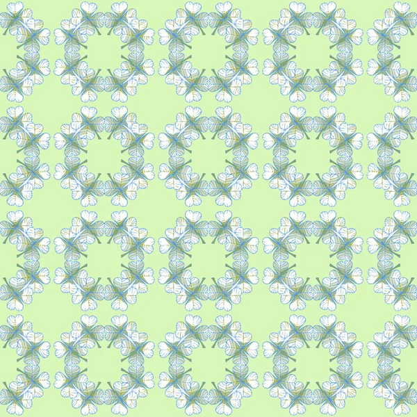 Trèfle circulaire à quatre feuilles en imprimé vectoriel vert pastel — Image vectorielle