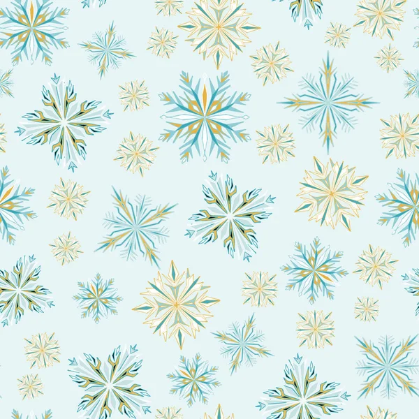 Icy Blue Snowflake Seamless Repeat Pattern Vector Print — Stockový vektor