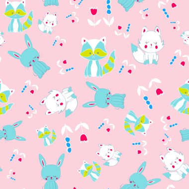 Renkli Yaratıklar Kusursuz Tekrarlanmayan Kalıp Yazdırıcı