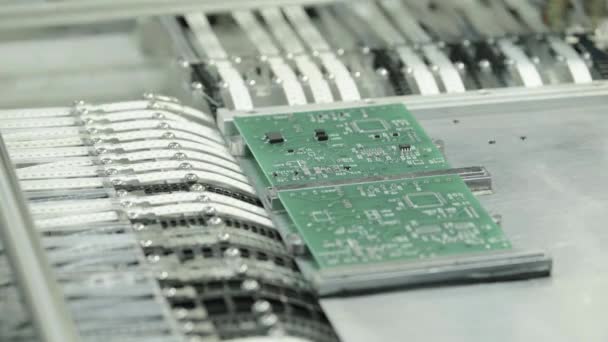 Production of electronic board. Close-up. — Stockvideo