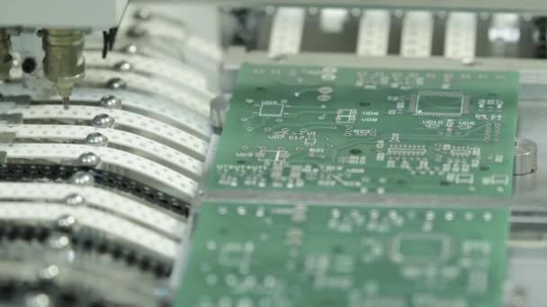 Production of electronic board. Close-up. — Stockvideo