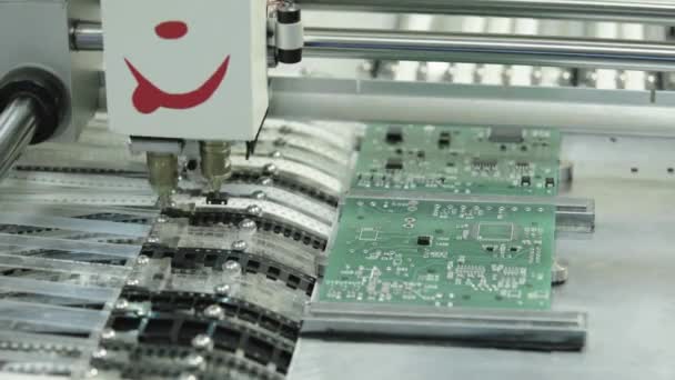 Production of electronic board. Close-up. — Stockvideo