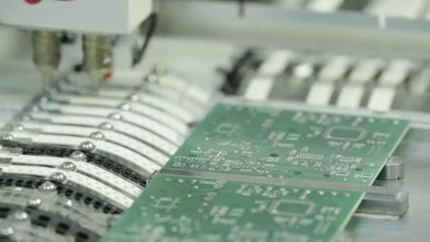 Production of electronic board. Close-up. — Stock Video