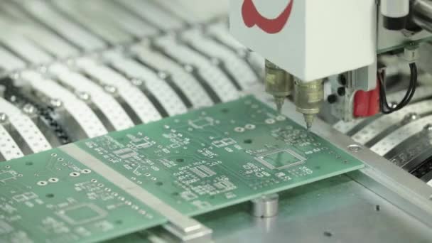 Production of electronic board. Close-up. — Stock Video