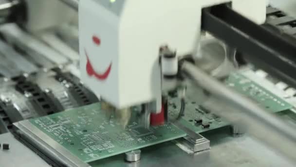 Production of electronic board. Close-up. — Stockvideo