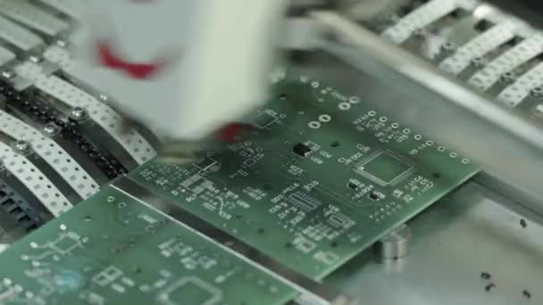 Production of electronic board. Close-up. — Stockvideo