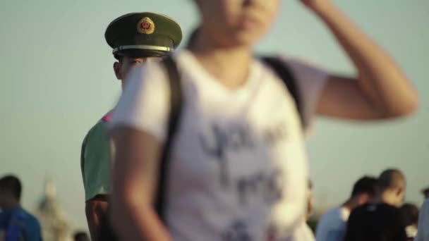 The man is a policeman. Beijing. China. Asia — Stock Video