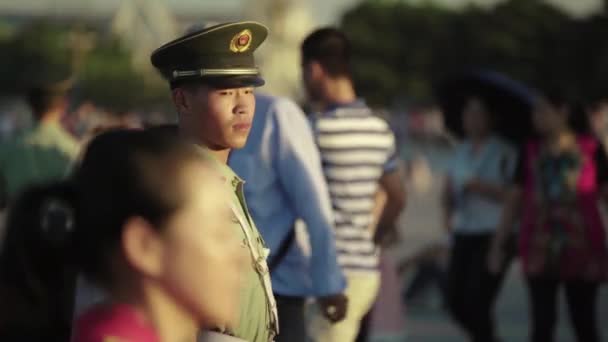 The man is a policeman. Beijing. China. Asia — Stock Video