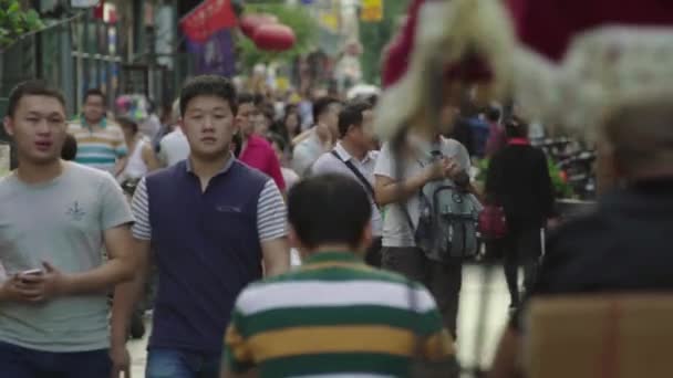 Una multitud de personas en las calles de la ciudad. Beijing. De China. Países Bajos — Vídeos de Stock