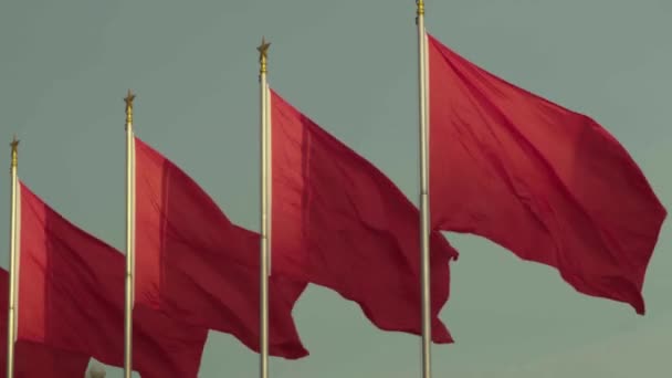 Red Chinese flag. Beijing. China. Asia — Stock Video