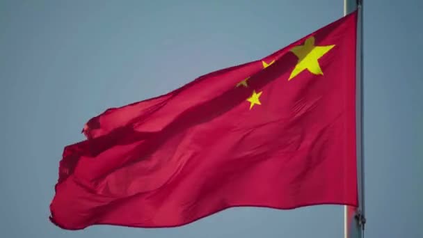 Red Chinese flag. Beijing. China. Asia — Stock Video