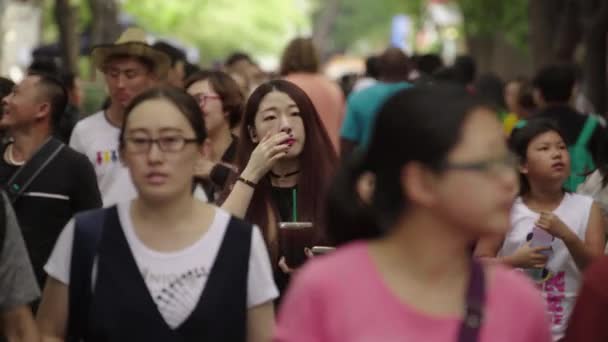 Uma multidão de pessoas nas ruas da cidade. Pequim. A China. Ásia — Vídeo de Stock