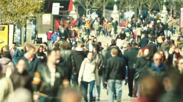 Eine Menschenmenge, die die Straße entlang geht. Zeitlupe. kyiv. Ukraine — Stockvideo
