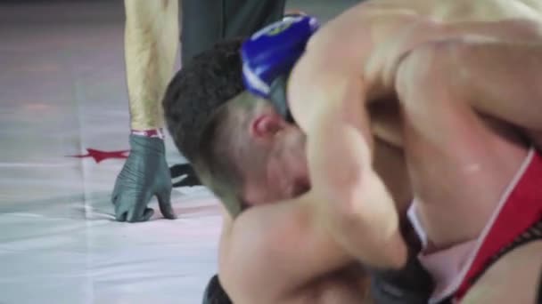 Combatti nell'ottagono delle MMA. Al rallentatore. Kiev. Ucraina — Video Stock