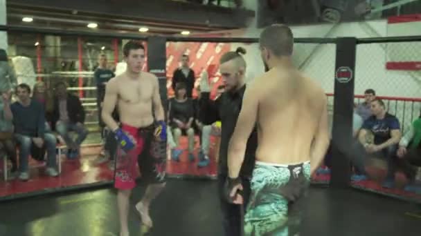 Un combattente maschio nell'ottagono delle MMA. Kiev. Ucraina — Video Stock