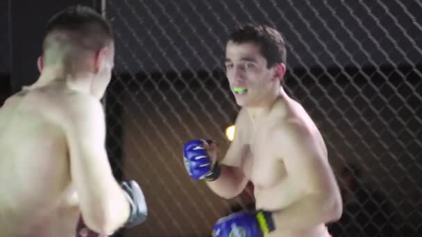 Combatti nell'ottagono delle MMA. Al rallentatore. Kiev. Ucraina — Video Stock