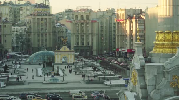 独立广场 迈丹 Kyiv 。 乌克兰。 冬季 — 图库视频影像