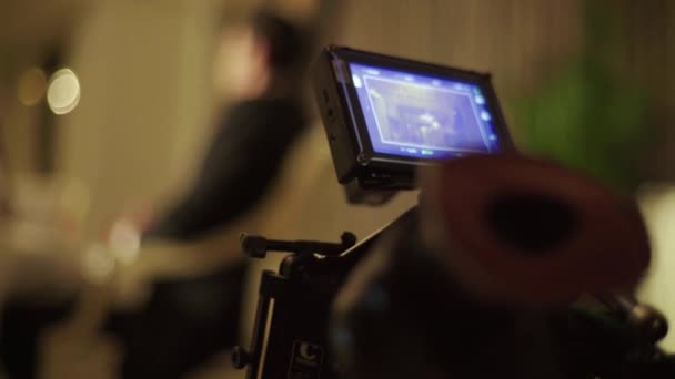 Camera while filming. Filmmaking. Shooting. Film production. — Stock Video