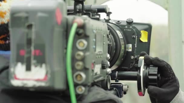 Camera while filming. Filmmaking. Shooting. Film production. — Stock Video