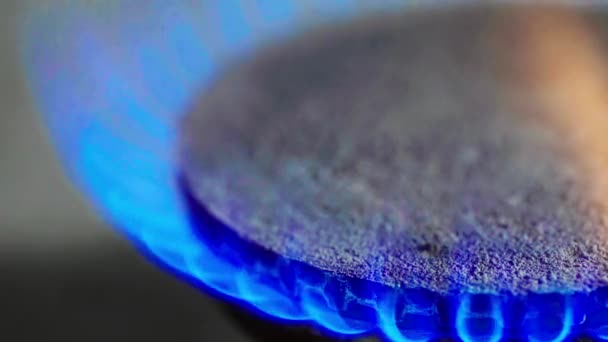 Fuoco in un focolare a gas su una stufa a gas — Video Stock