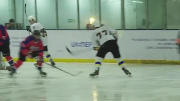 Partita di hockey nell'arena di ghiaccio. Kiev. Ucraina. — Video Stock