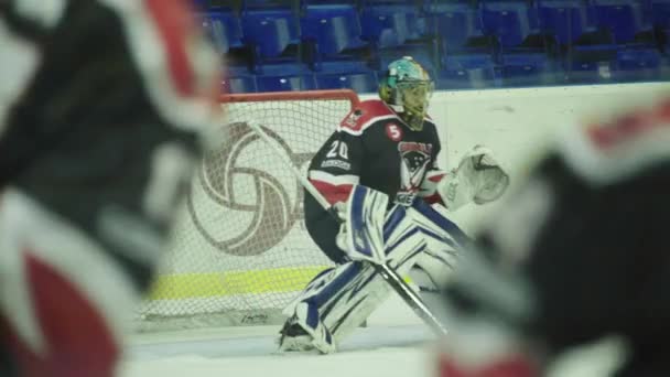 Een ijshockeywedstrijd in de ijshal. Kiev. Ukkraine — Stockvideo