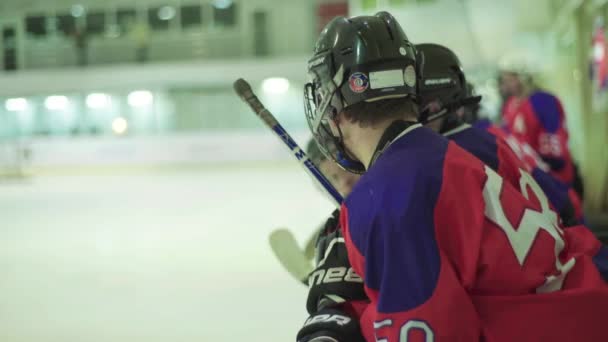 Partita di hockey. Giocatori di hockey durante il gioco — Video Stock