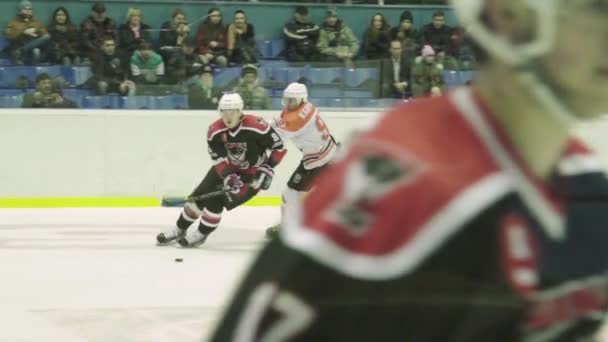 Hockey match in the ice arena. Slow motion. Kyiv. Ukraine — Stock Video