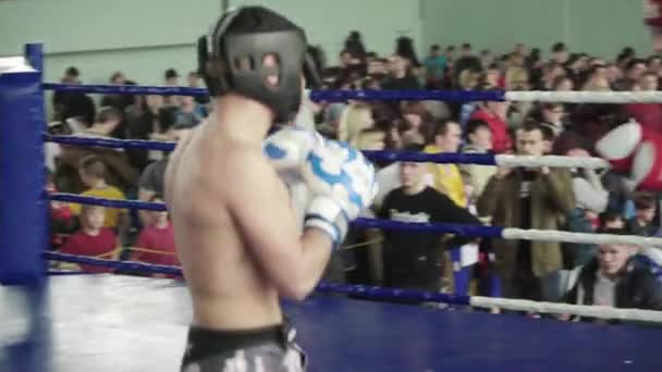 Kickboxing. Pertarungan di atas ring. Kompetisi. Kyiv. Ukraina — Stok Video