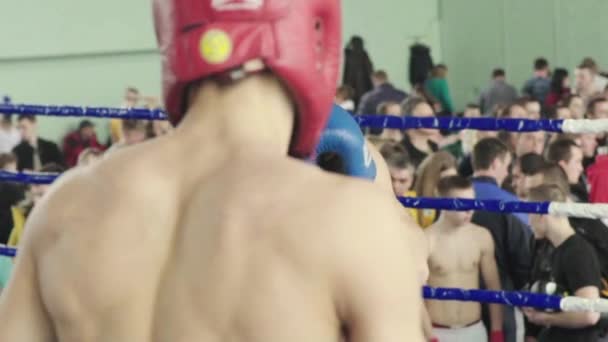 Kickboxing. La rissa sul ring. Competizione. Kiev. Ucraina. Rallentatore — Video Stock