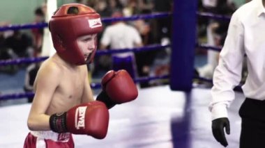 Kik boks. Ringdeki kavga. Rekabet. Kyiv. Ukrayna. Yavaş çekim