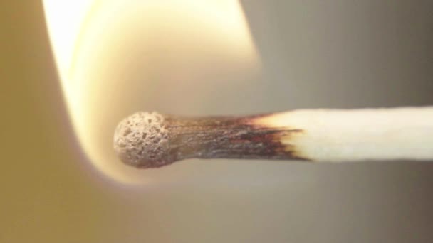 Une allumette est incendiée. Gros plan. Macro. Mouvement lent 