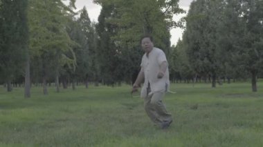 Parkta kırbaçlanmış bir adam. Pekin 'de. Çin. Asya