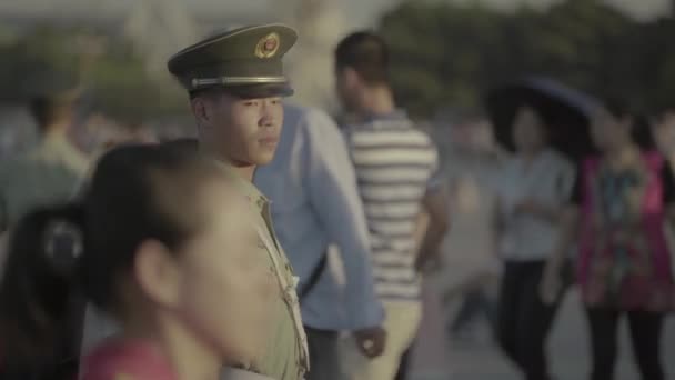 The man is a policeman. Beijing. China. Asia — Stock Video