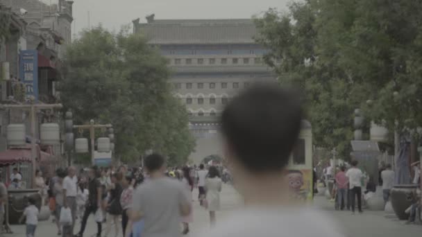 Uma multidão de pessoas nas ruas da cidade. Pequim. A China. Ásia — Vídeo de Stock