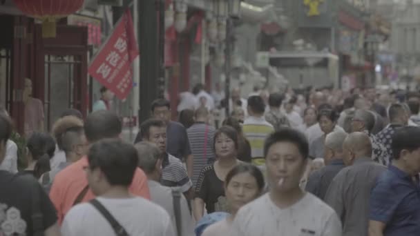 Eine Menschenmenge auf den Straßen der Stadt. Peking. China. Asien — Stockvideo