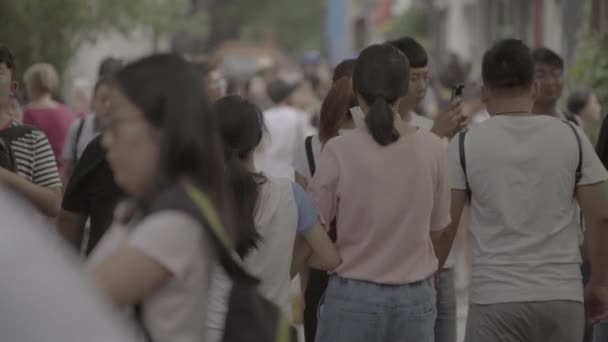 Een menigte mensen in de straten van de stad. Peking. China. Azië — Stockvideo