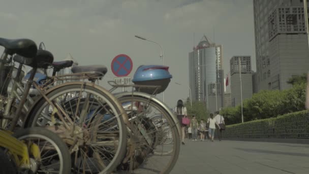 Wolkenkrabbers in een zakendistrict. Peking. China. Azië — Stockvideo