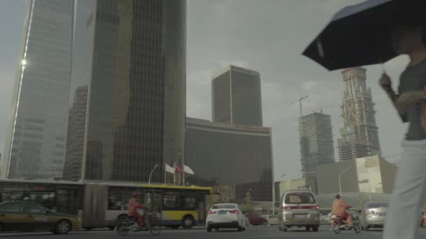 Wolkenkrabbers in een zakendistrict. Peking. China. Azië — Stockvideo