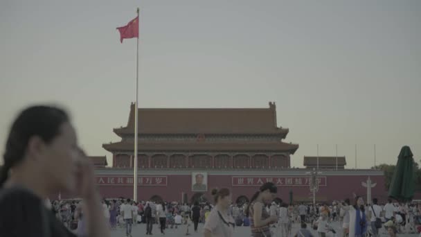 Tiananmen Meydanı 'ndaki insanlar. Pekin 'de. Çin. Asya — Stok video