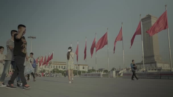 Ludzie na placu Tiananmen. Pekin. W Chinach. Azja — Wideo stockowe